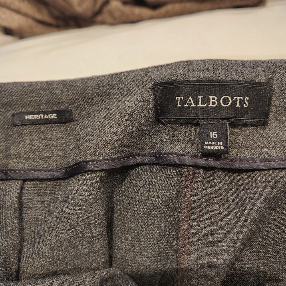 Talbots Womens Gray Heritage Straight Leg Side Zip Dress Pants Size 16 Stretch - Picture 4 of 11